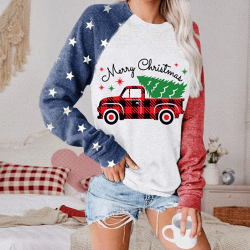 Women Christmas Print Long Sleeve Sweatershirt