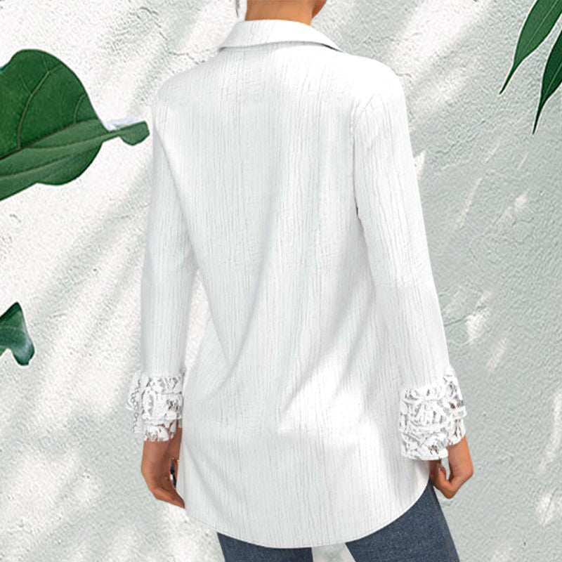 Long Sleeve Blouse with Lace Panel