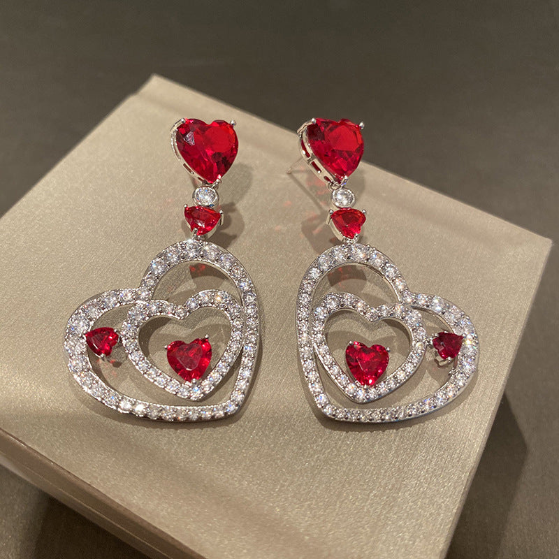 Double Heart Stud Earrings