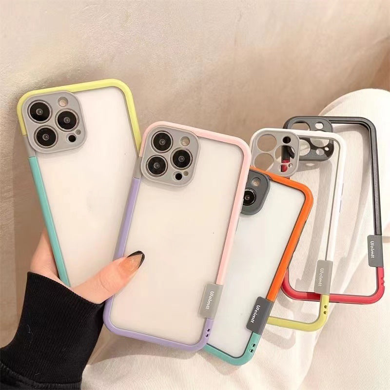 Phone case with colour-blocking frame