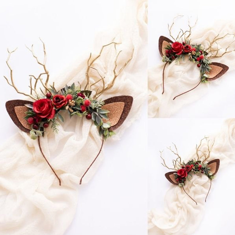 Christmas Flower Deer Headband