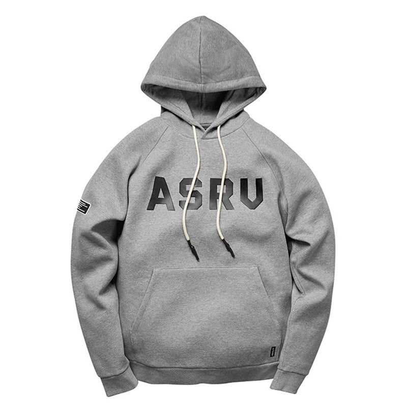 Lettered Print Long-sleeved Hooded Sweatshirt