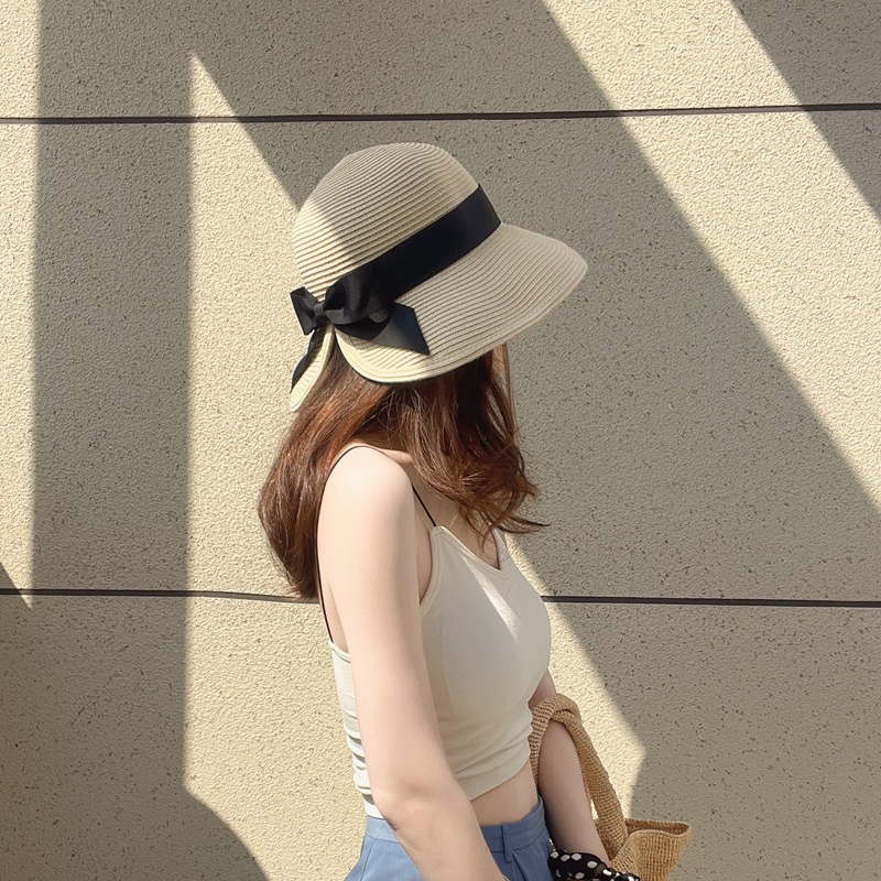 Parasol Straw Hat with Bow