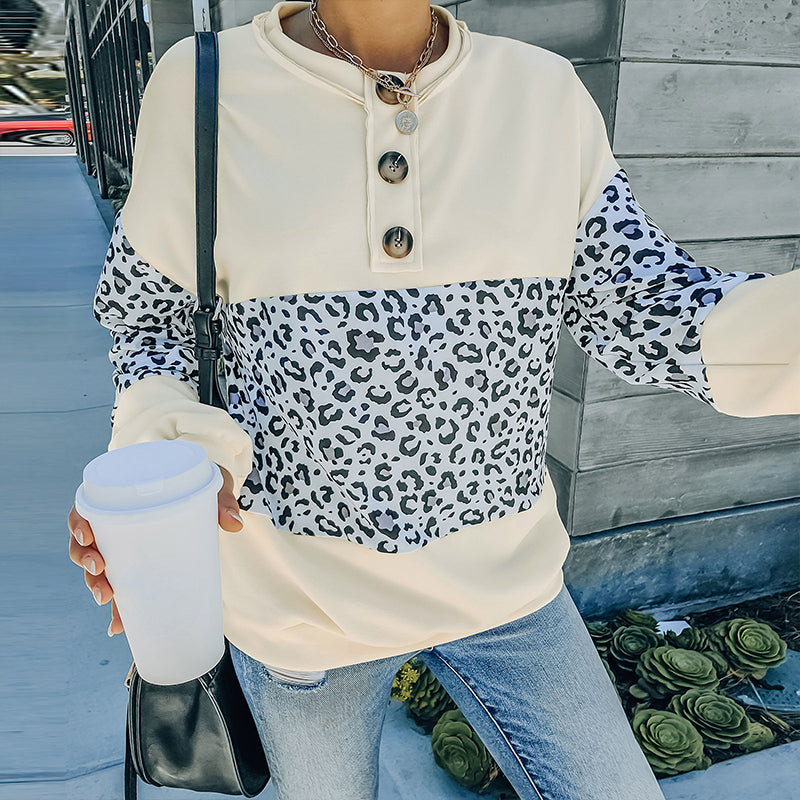 Paneled Contrast Long Sleeve Crewneck Shirt
