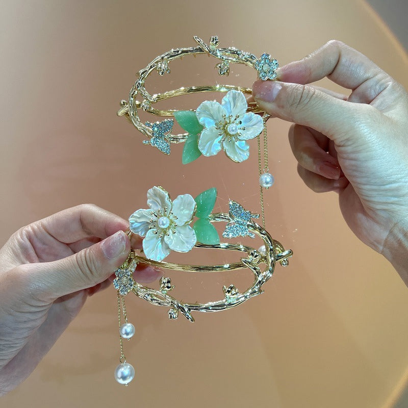 Floral Fringed Butterfly Hairpin