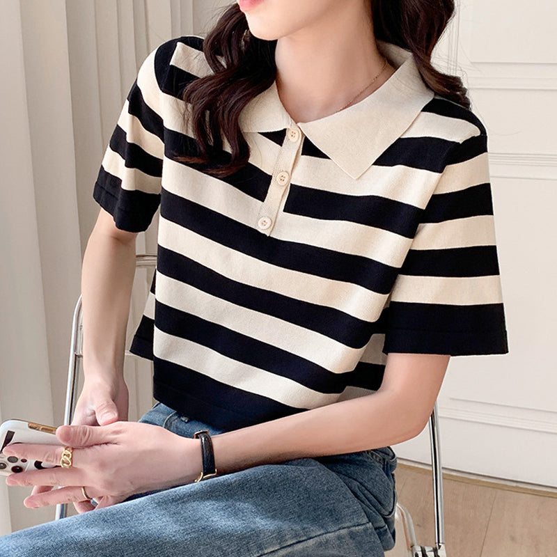 Front Shoulder Polo Neck T-shirt