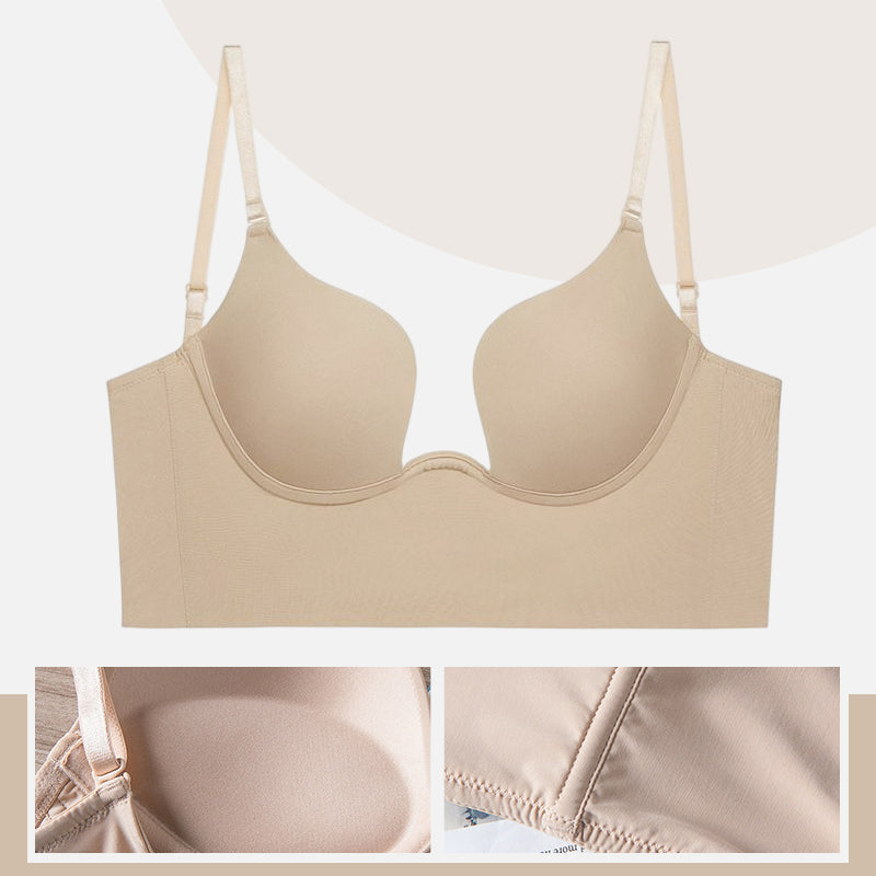 Deep U Plunge Push Up Backless Bra