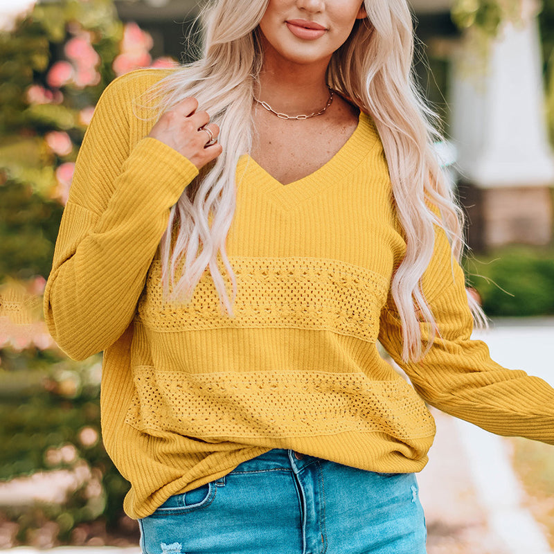 Ribbed V-Neck Sweater