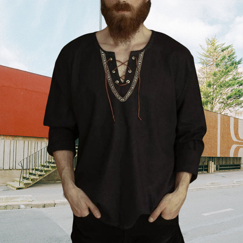 Drawstring V-Neck Shirt