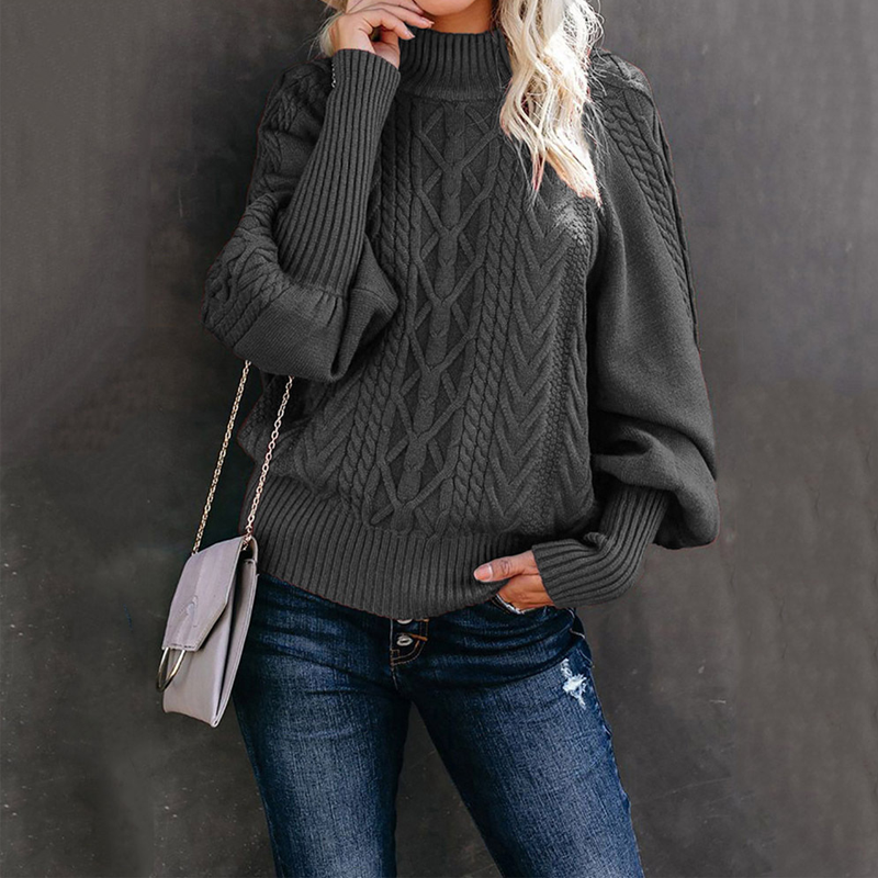 Loose-fitting Long-sleeved Knit Solid Color Sweater