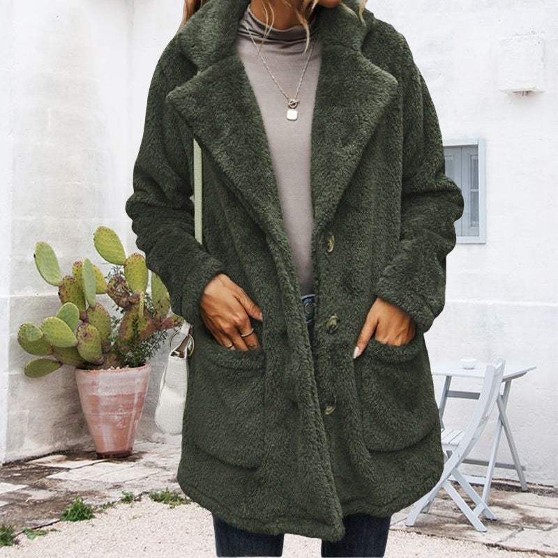 Thickened Plush Coat With Lapels