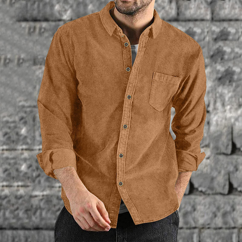 Men's Long Sleeve Casual Vintage Pocket Shirt