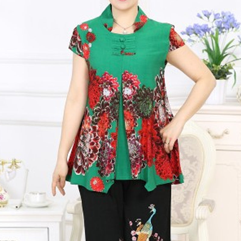 Elderly Cotton and Linen Two Piece Set