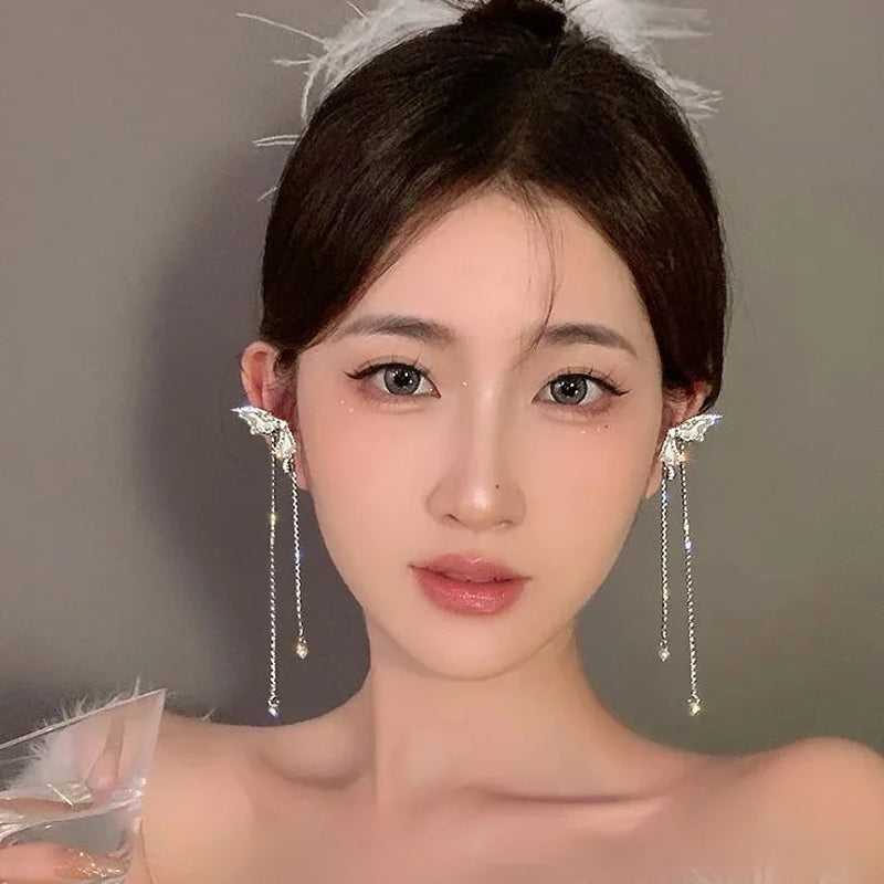 Elf Butterfly Diamond Tassel Earrings