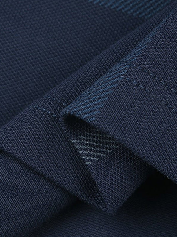 Men's Striped Long-Sleeve Casual Elastic Lapel Polo Shirt