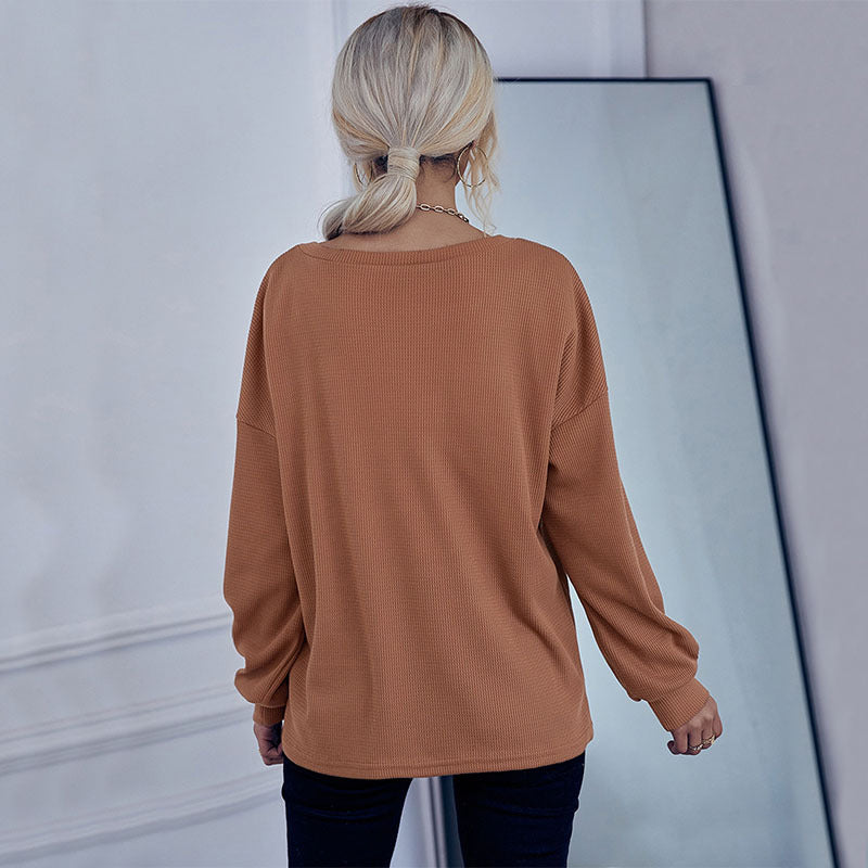 Waffle Solid Knit Sweater
