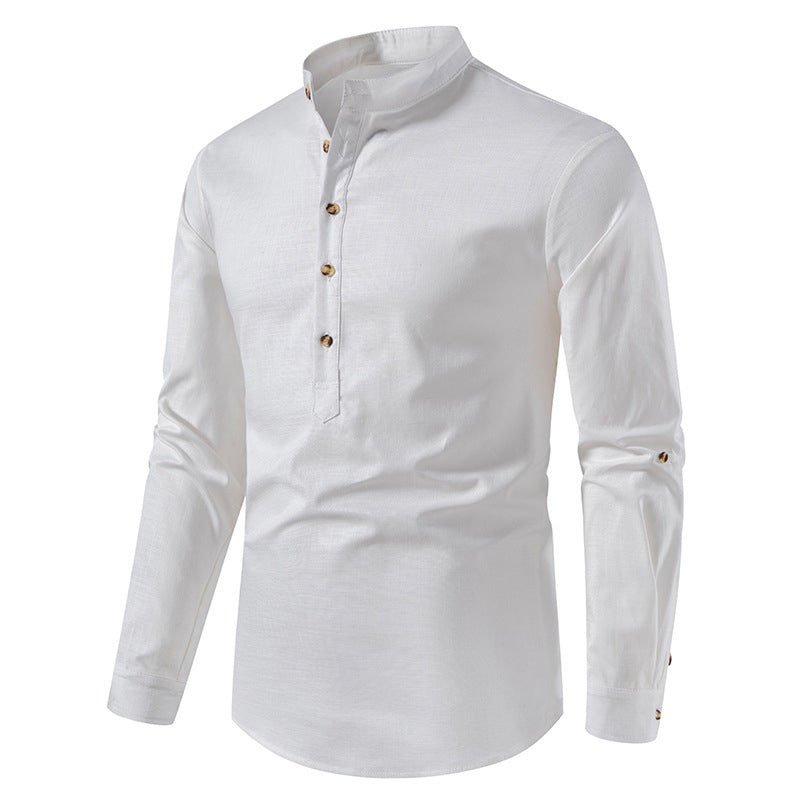 Linen Long Sleeve Cotton Slim Fit Shirt