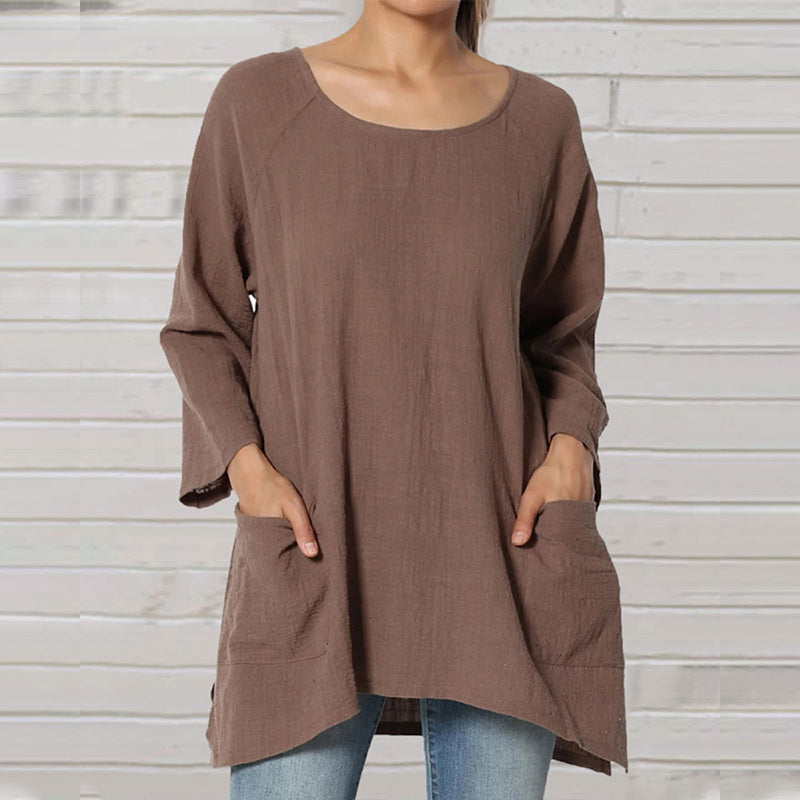 Women's Casual Loose Linen Blouse Tops