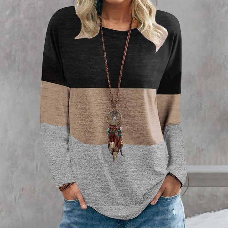 Color Block Printed Crew Neck Sweatshirt