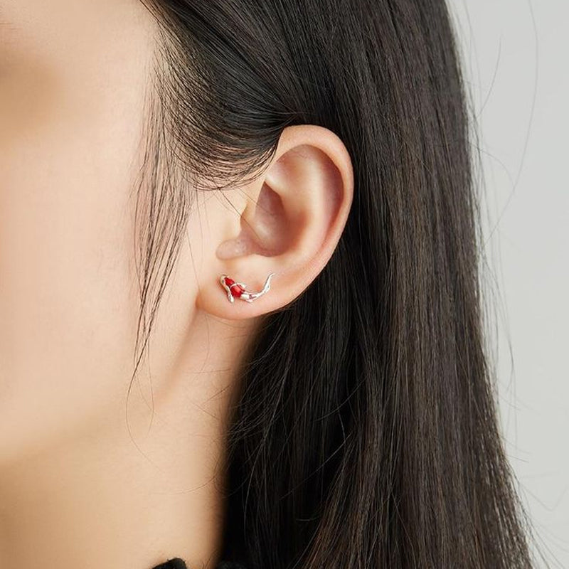 Red Koi 925 Sterling Silver Earrings
