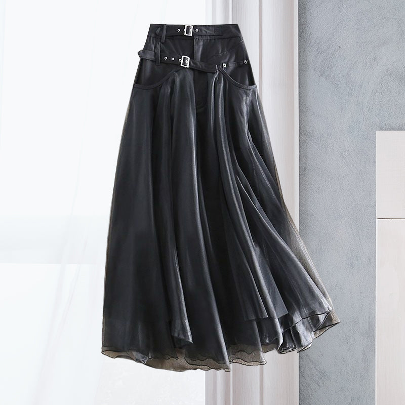 French Grey fashion Patchwork Tulle Skirts