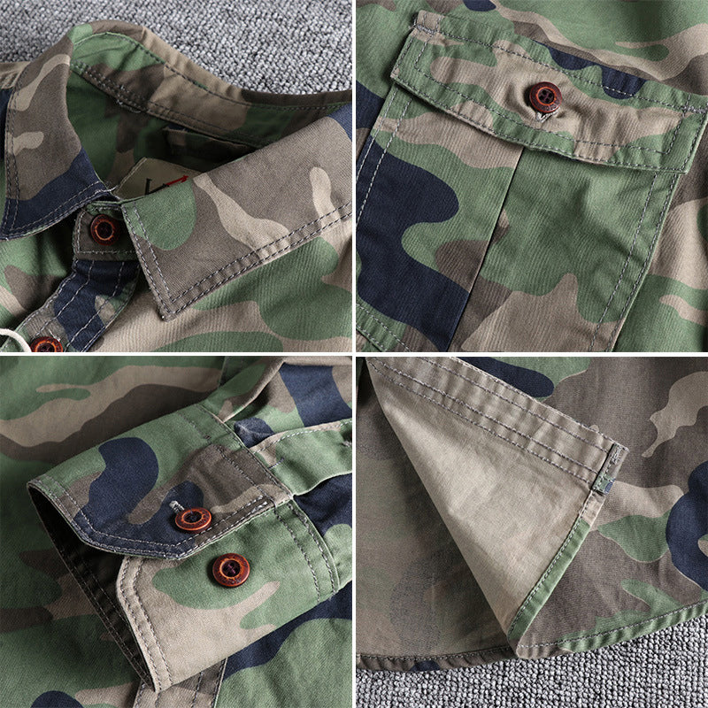 Men's Long Sleeve Camouflage Print Work Shirt