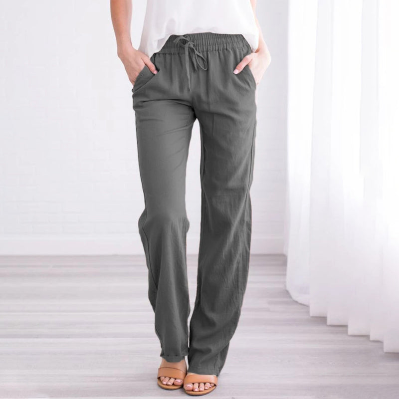 Solid Color Lace-Up Pants