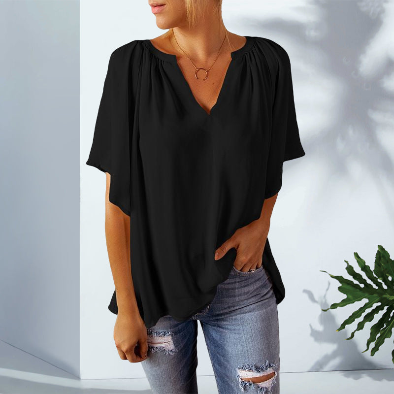 Chiffon V-neck Pullover Top