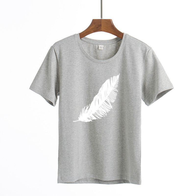 Feather Print Short Sleeve T-Shirt