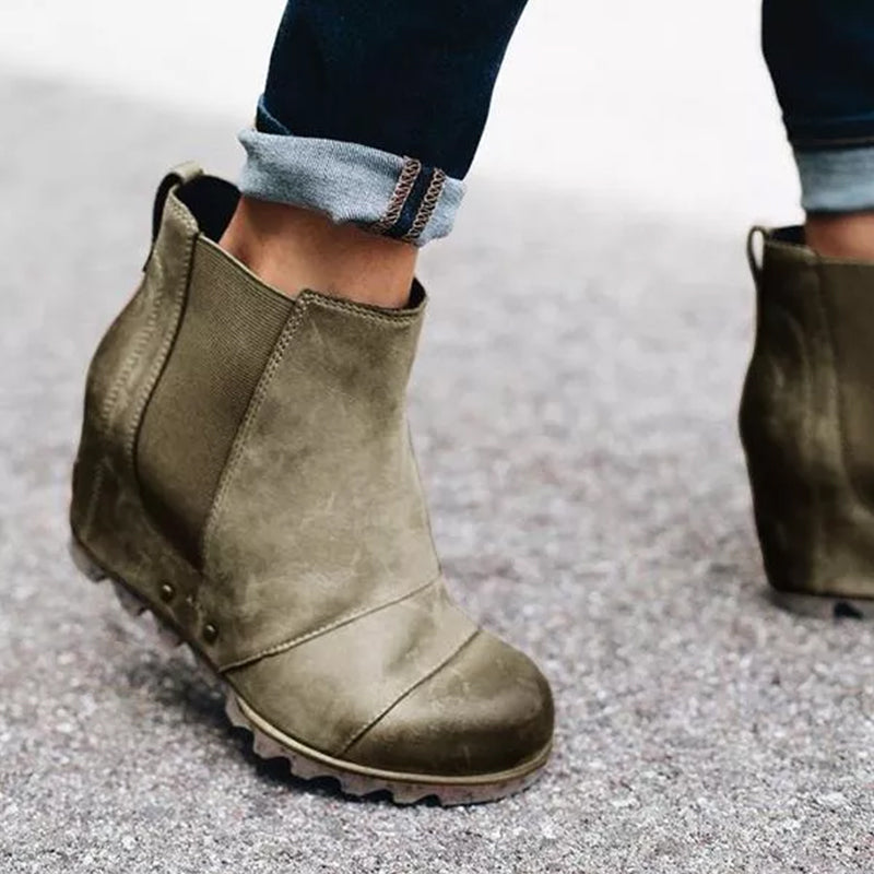 Thick-soled Elasticated Vintage Booties