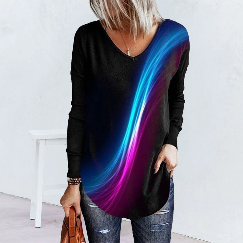 Long-sleeved Top with Gradient Print