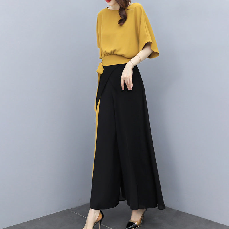 Chiffon Wide Leg Pants 2 Piece Set