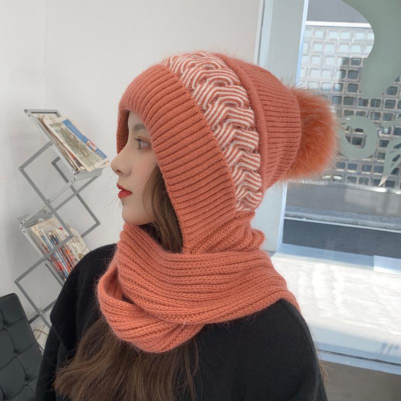 All-match cute knitted chunky hat scarf