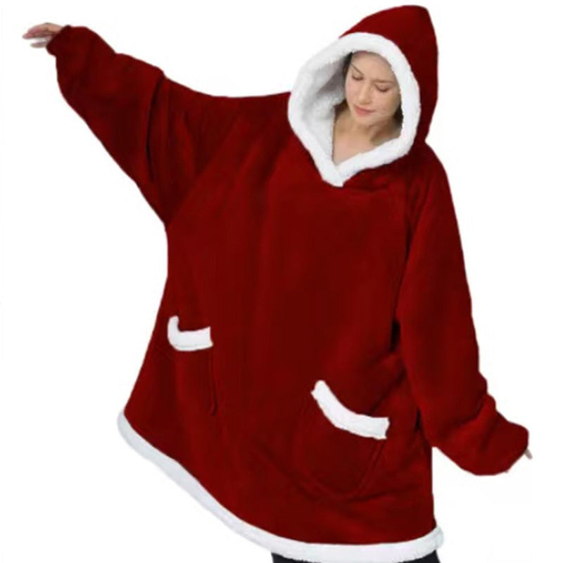 Casual Unisex Long Hooded  Wearable Blanket