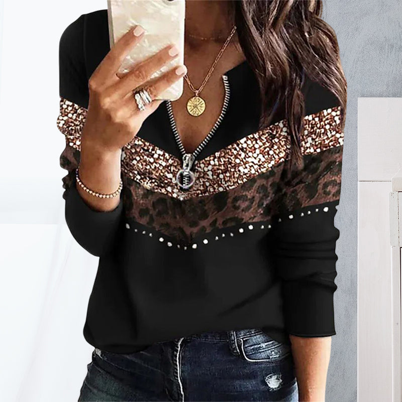 Geometric Abstract Print Zipped Sweatshirt