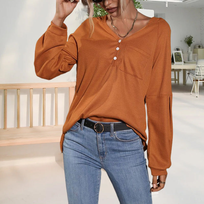 Women's Autumn Solid Color Long Sleeve Hooded Knitwear