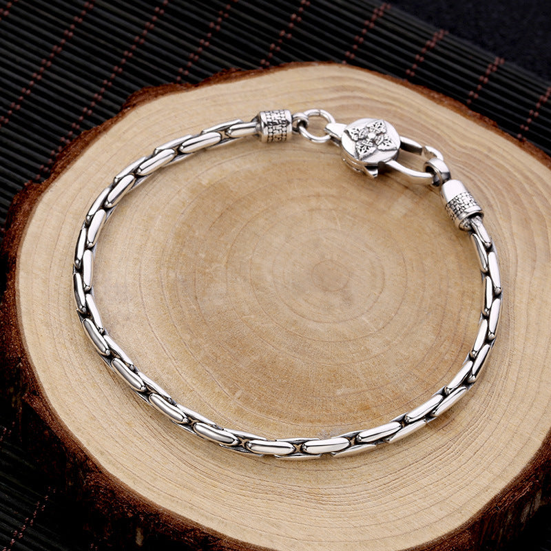 Sterling Silver Vajra Byzantine Chain Bracelet