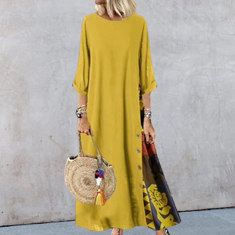 Contrast 3/4 Sleeve Dress