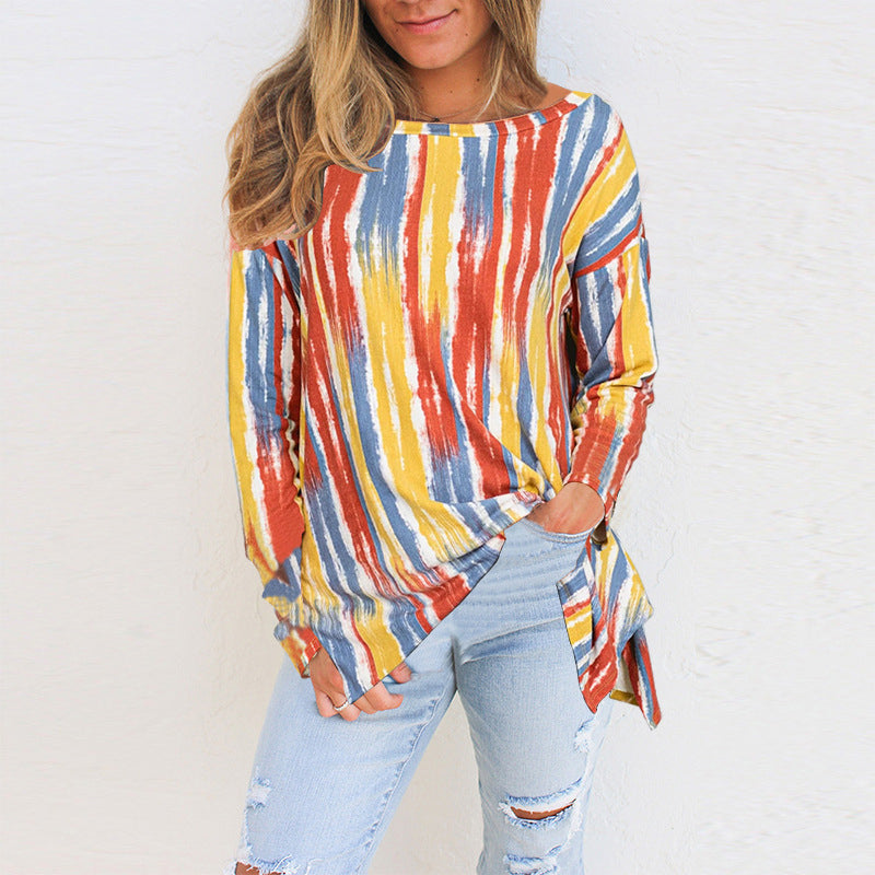 Loose Striped Long-sleeved T-shirt