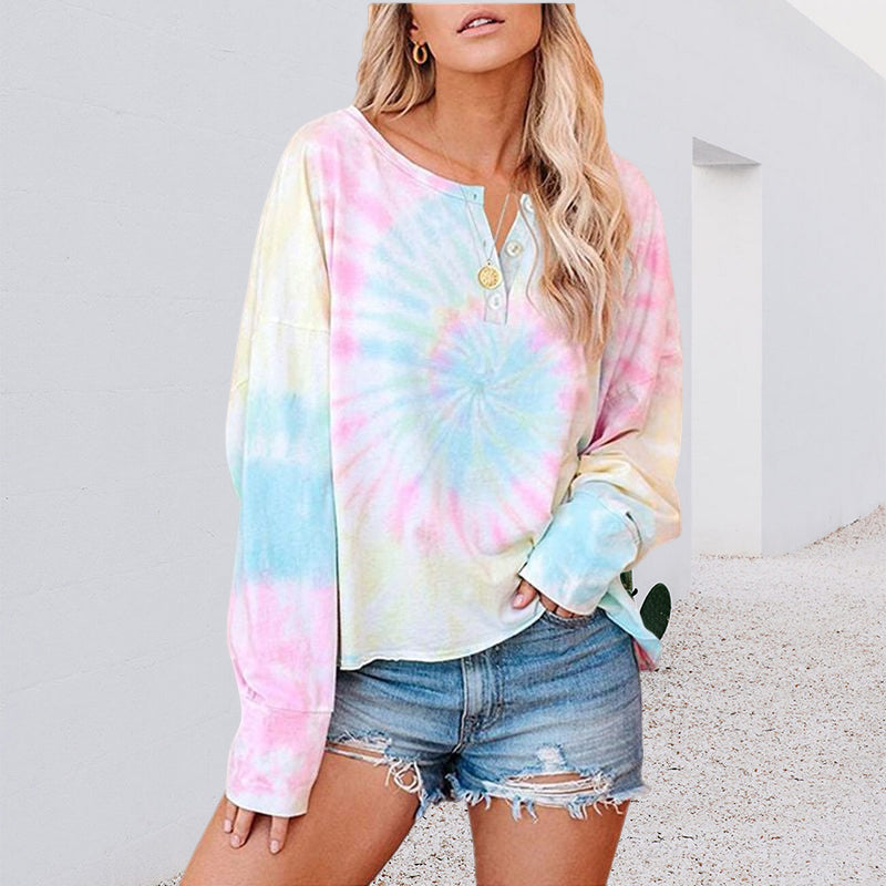 Printed Button Long Sleeve T-Shirt