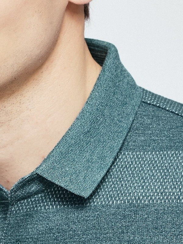 Men's Jacquard Stripe Casual Long-Sleeve POLO Shirt