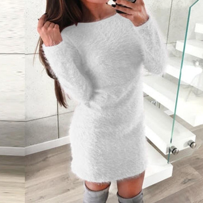 Round Neck Plush Dress