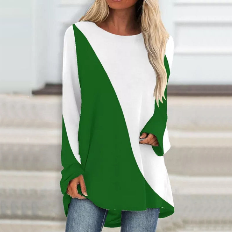 Long Sleeve Round Neck Colorful T-Shirt