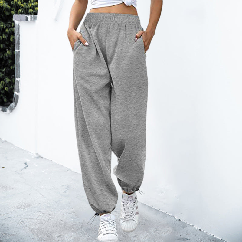 Loose Casual Sports Drawstring Wide-Leg Drawstring Pants