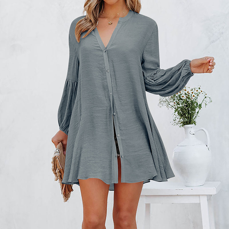 Solid Panel Button-Up Shirt