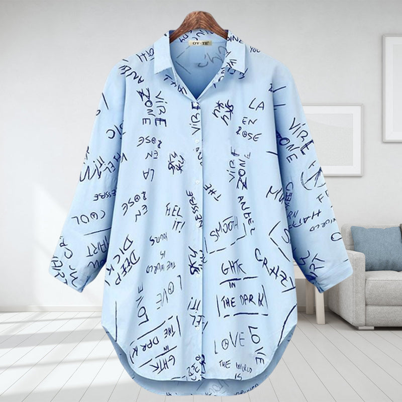 Long Sleeve Blouse With Letter Print