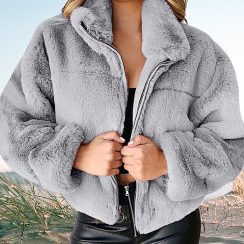 Rabbit Fur Faux Fur Plush Jacket