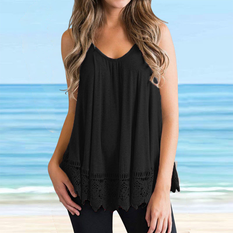 Solid Lace Tank Top T-Shirt