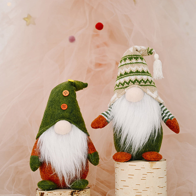 Christmas Green Faceless Old Man Elf Figurine