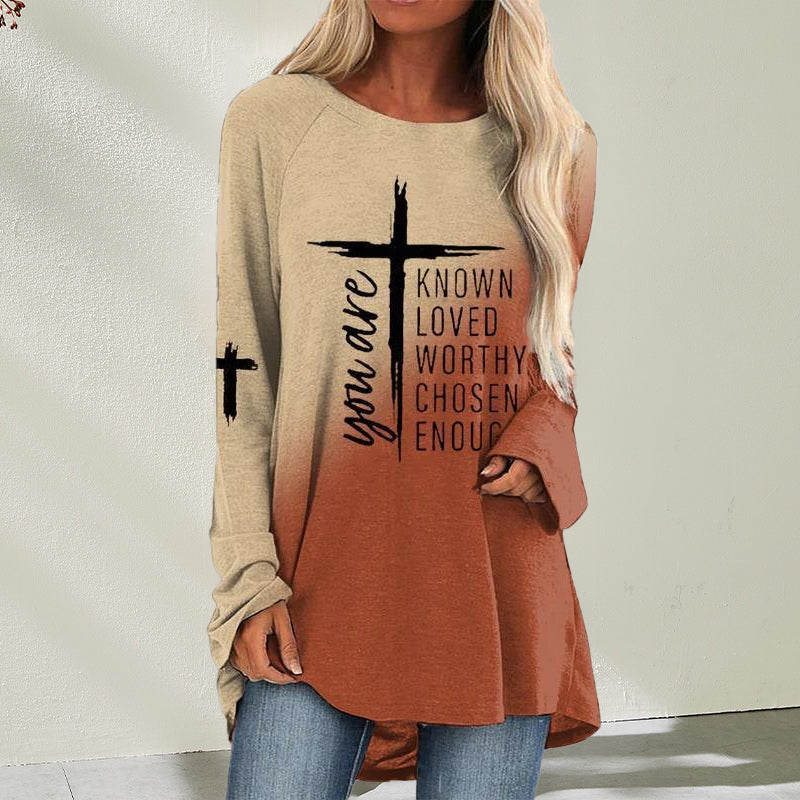 Cross Letter Print T-shirt